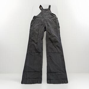 Dickies Womens Bib Overalls Black Double Front Duck Adjustable Suspender Size L